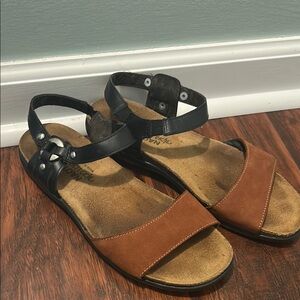 Naot Brown and Black Sandals with Ergonomic Design